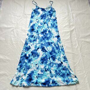 Marks & Spencer maxi dress size 8 beach swim cover blue tie dye sleeveless long